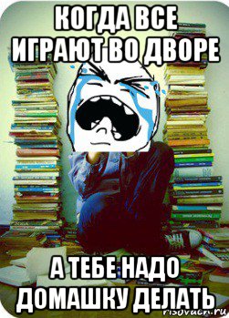 когда все играют во дворе а тебе надо домашку делать, Мем Типовий десятикласник