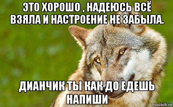 это хорошо , надеюсь всё взяла и настроение не забыла. дианчик ты как до едешь напиши