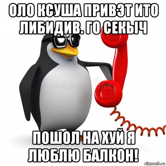 оло ксуша привэт ито либидив. го секыч пошол на хуй я люблю балкон!, Мем  Ало