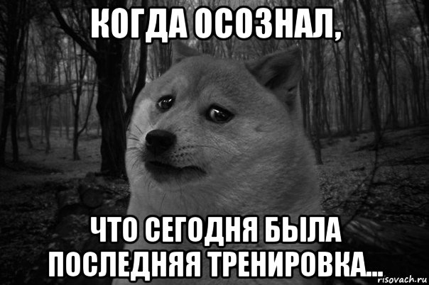 когда осознал, что сегодня была последняя тренировка..., Мем    Грусть-пичаль