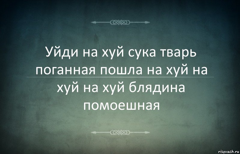 Уйди на хуй сука тварь поганная пошла на хуй на хуй на хуй блядина помоешная