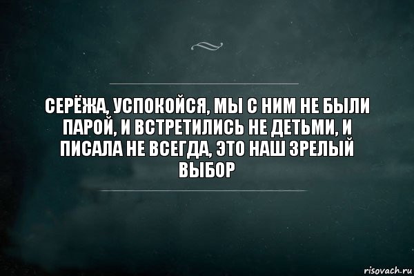 серёжа, успокойся, мы с ним не были парой, и встретились не детьми, и писала не всегда, это наш зрелый выбор, Комикс Игра Слов