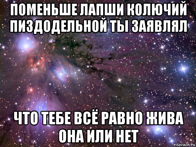 поменьше лапши колючий пиздодельной ты заявлял что тебе всё равно жива она или нет, Мем Космос