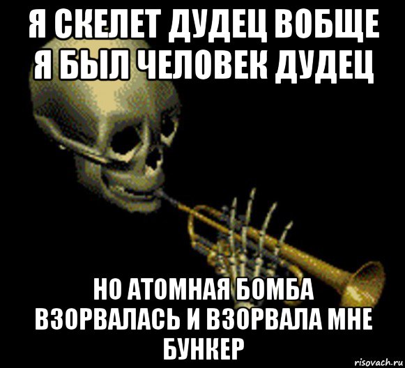 я скелет дудец вобще я был человек дудец но атомная бомба взорвалась и взорвала мне бункер, Мем Мистер дудец