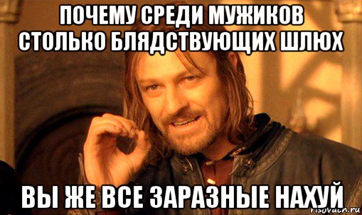 почему среди мужиков столько блядствующих шлюх вы же все заразные нахуй, Мем Нельзя просто так взять и (Боромир мем)