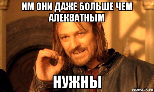 им они даже больше чем алекватным нужны, Мем Нельзя просто так взять и (Боромир мем)