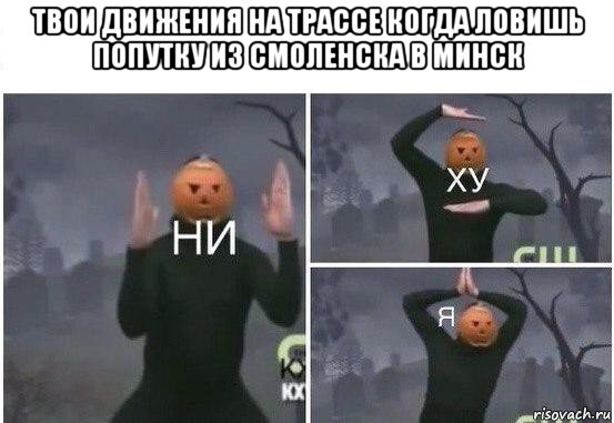 твои движения на трассе когда ловишь попутку из смоленска в минск , Мем  Ни ху Я