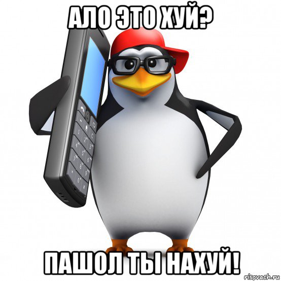 ало это хуй? пашол ты нахуй!, Мем   Пингвин звонит