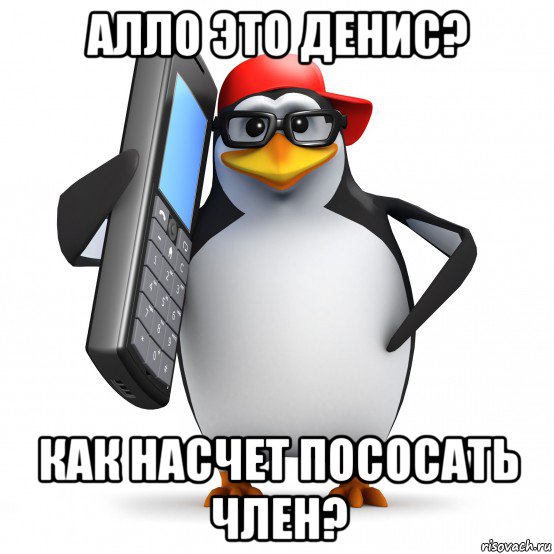 алло это денис? как насчет пососать член?, Мем   Пингвин звонит