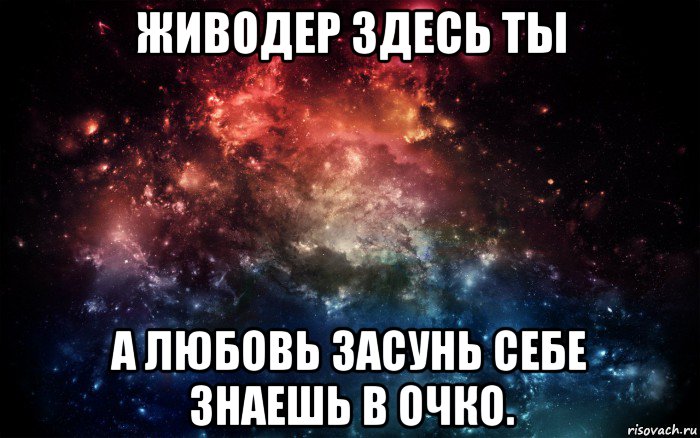 живодер здесь ты а любовь засунь себе знаешь в очко., Мем Просто космос