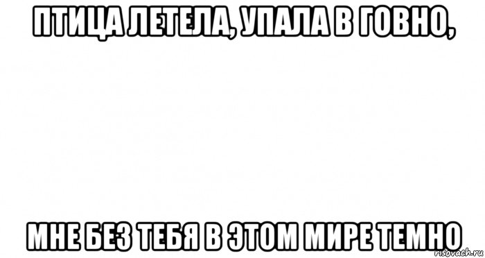 птица летела, упала в говно, мне без тебя в этом мире темно, Мем Пустой лист