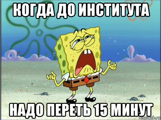 когда до института надо переть 15 минут, Мем Спанч Боб плачет