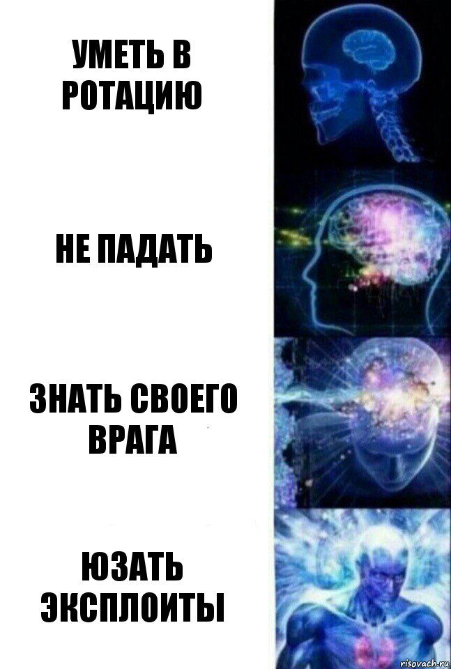 Уметь в ротацию Не падать Знать своего врага Юзать эксплоиты, Комикс  Сверхразум