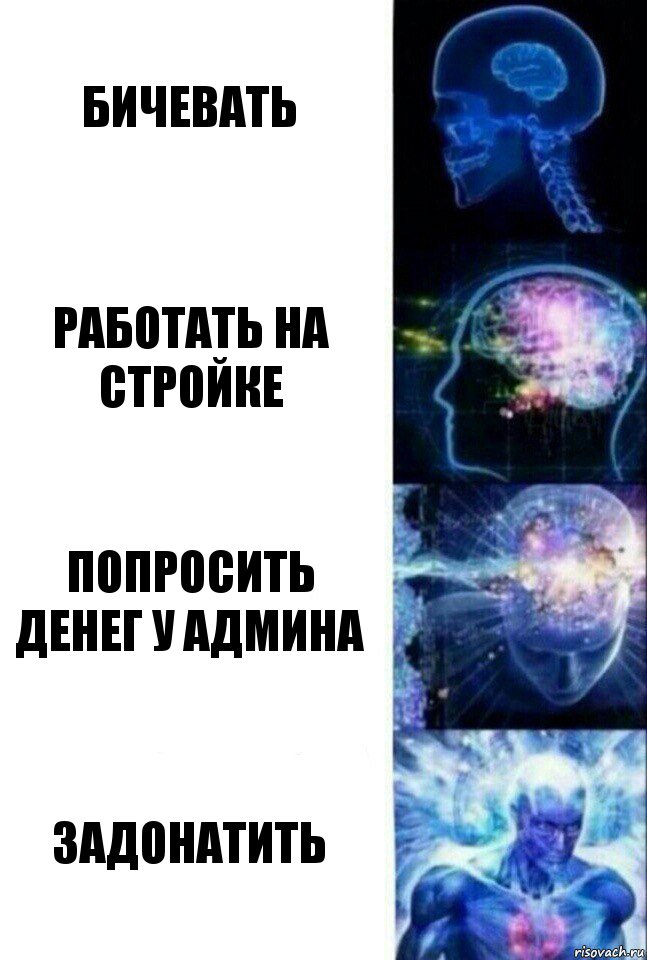 Бичевать Работать на стройке Попросить денег у админа Задонатить, Комикс  Сверхразум