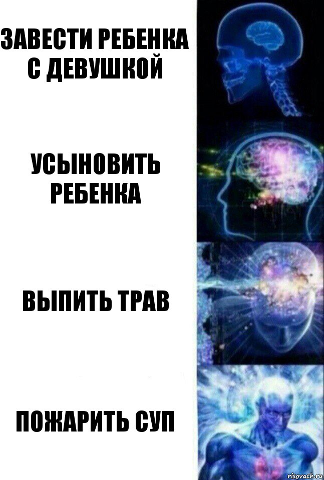 Завести ребенка с девушкой Усыновить ребенка Выпить трав Пожарить суп, Комикс  Сверхразум