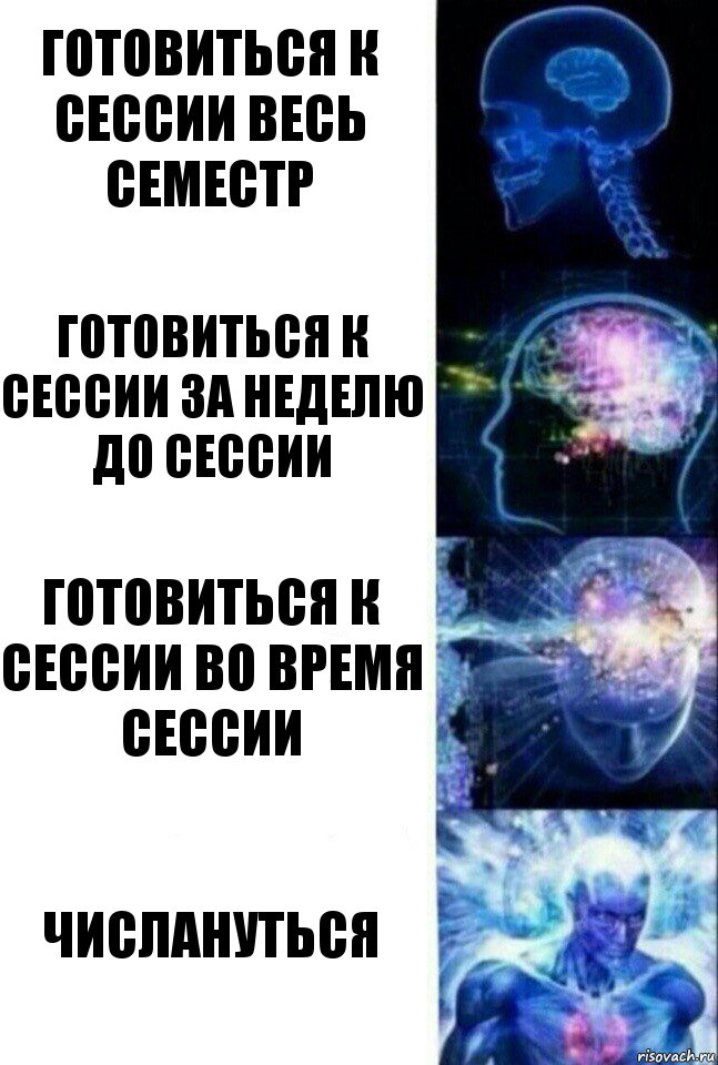 Готовиться к сессии весь семестр Готовиться к сессии за неделю до сессии Готовиться к сессии во время сессии Числануться, Комикс  Сверхразум