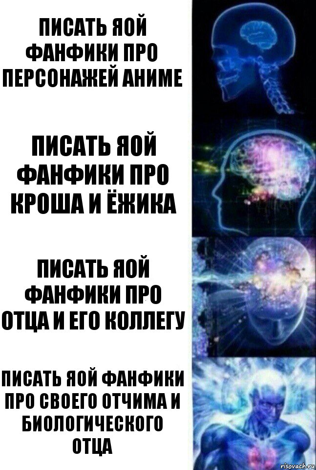 Писать яой фанфики про персонажей аниме Писать яой фанфики про Кроша и Ёжика Писать яой фанфики про отца и его коллегу Писать яой фанфики про своего отчима и биологического отца, Комикс  Сверхразум