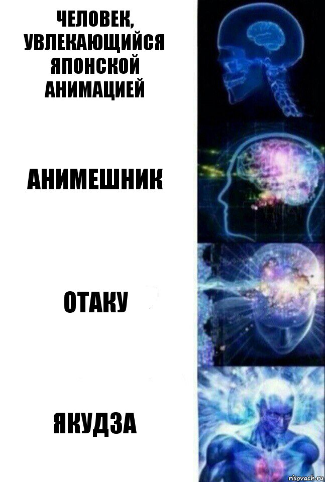 Человек, увлекающийся японской анимацией Анимешник Отаку Якудза, Комикс  Сверхразум