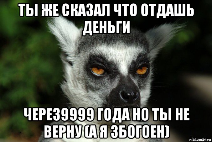 ты же сказал что отдашь деньги через9999 года но ты не верну (а я збогоен), Мем   Я збагоен