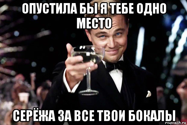 опустила бы я тебе одно место серёжа за все твои бокалы, Мем Великий Гэтсби (бокал за тех)