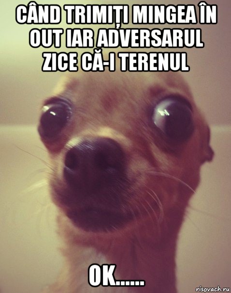 când trimiţi mingea în out iar adversarul zice că-i terenul ok......