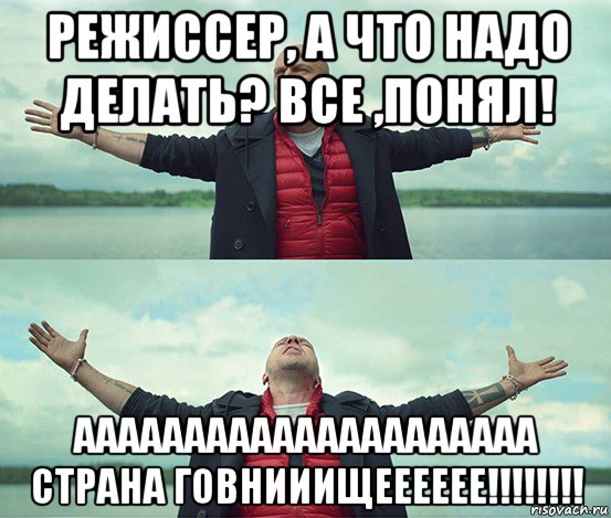 режиссер, а что надо делать? все ,понял! ааааааааааааааааааааа страна говнииищееееее!!!!!!!!, Мем Безлимитище