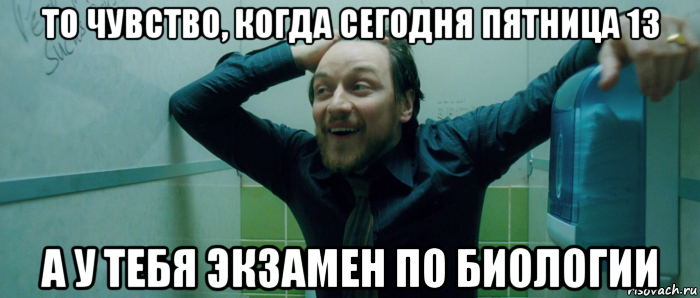 то чувство, когда сегодня пятница 13 а у тебя экзамен по биологии, Мем  Что происходит