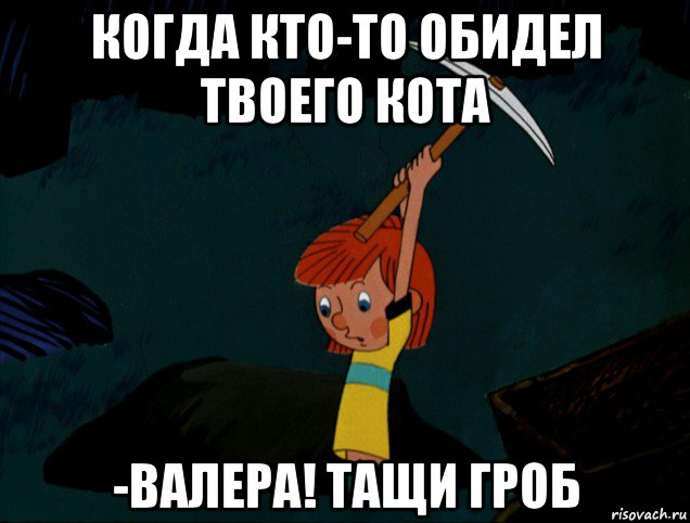 когда кто-то обидел твоего кота -валера! тащи гроб, Мем  Дядя Фёдор копает клад