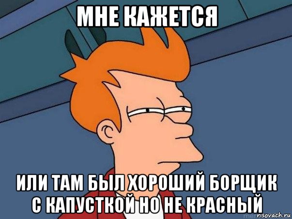 мне кажется или там был хороший борщик с капусткой но не красный, Мем  Фрай (мне кажется или)