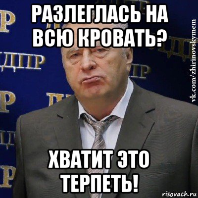 разлеглась на всю кровать? хватит это терпеть!, Мем Хватит это терпеть (Жириновский)