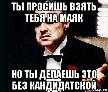 ты просишь взять тебя на маяк но ты делаешь это без кандидатской, Мем Мафия