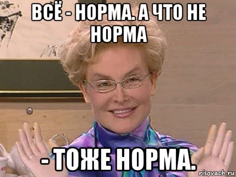 всё - норма. а что не норма - тоже норма., Мем Елена Малышева