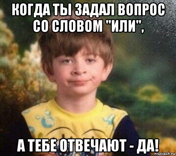 когда ты задал вопрос со словом "или", а тебе отвечают - да!, Мем Недовольный пацан