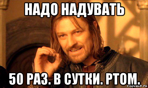 надо надувать 50 раз. в сутки. ртом., Мем Нельзя просто так взять и (Боромир мем)