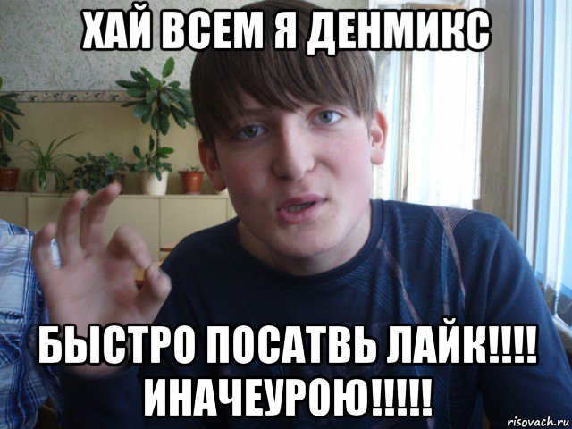 хай всем я денмикс быстро посатвь лайк!!!! иначеурою!!!!!, Мем stevaner