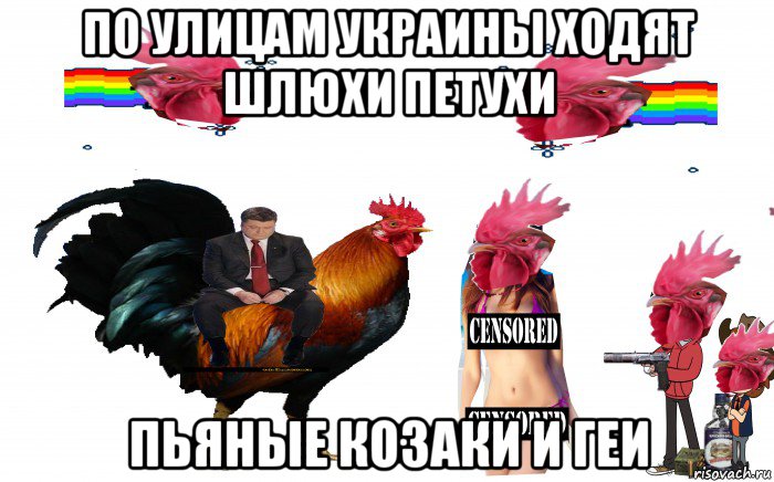 по улицам украины ходят шлюхи петухи пьяные козаки и геи, Мем Страна Петухов