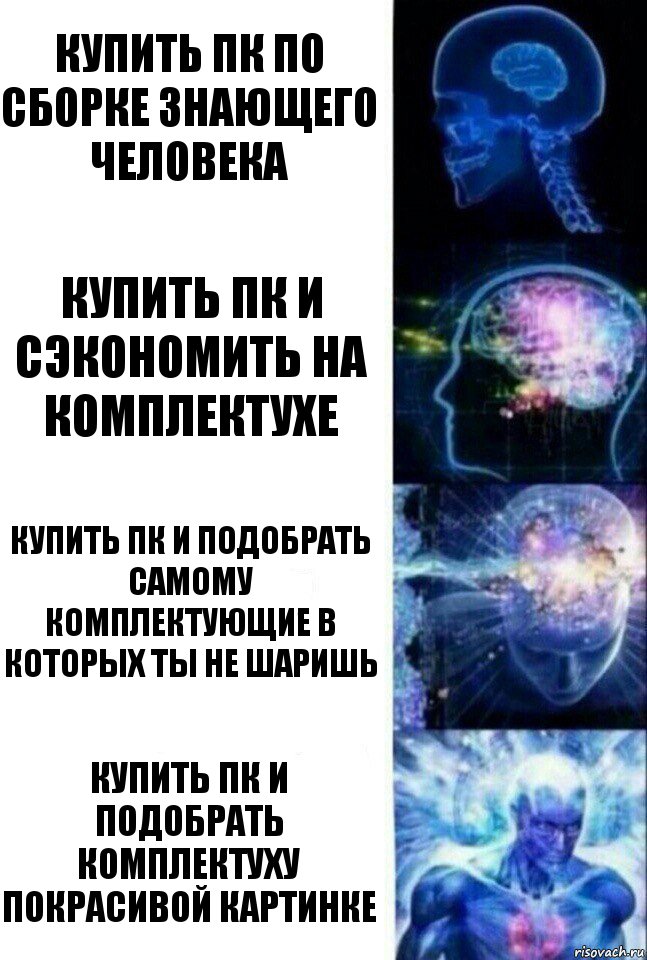 Купить пк по сборке Знающего человека Купить пк и сэкономить на комплектухе Купить пк и подобрать самому комплектующие в которых ты не шаришь Купить Пк и подобрать комплектуху покрасивой картинке, Комикс  Сверхразум