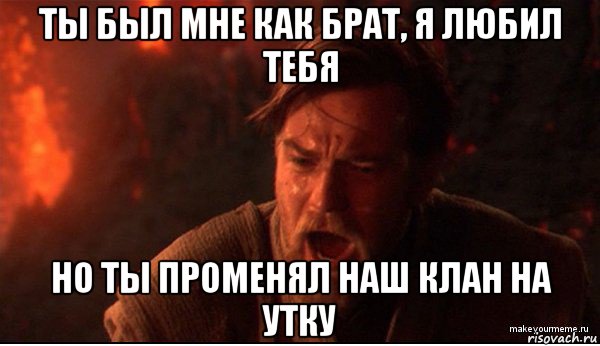 ты был мне как брат, я любил тебя но ты променял наш клан на утку, Мем ты был мне как брат