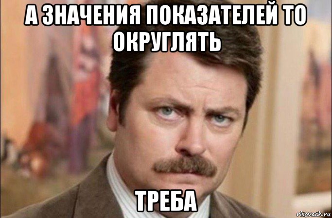 а значения показателей то округлять треба, Мем  Я человек простой