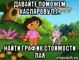 давайте поможем каспарову п.г. найти график стоимости пая, Мем Даша следопыт