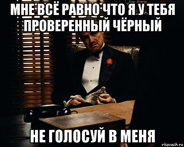 мне всё равно что я у тебя проверенный чёрный не голосуй в меня, Мем Дон Вито Корлеоне