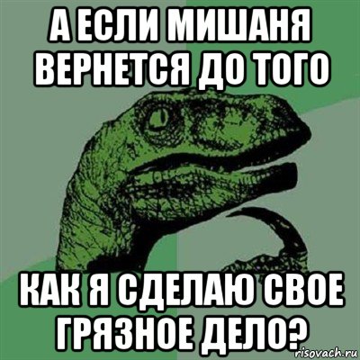 а если мишаня вернется до того как я сделаю свое грязное дело?, Мем Филосораптор