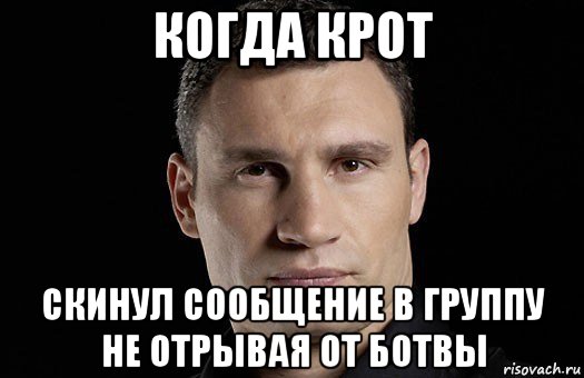 когда крот скинул сообщение в группу не отрывая от ботвы, Мем Кличко