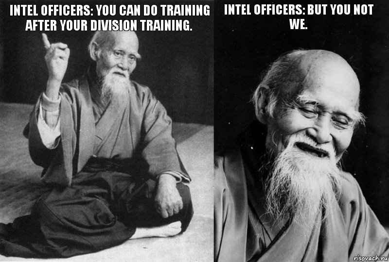 Intel Officers: You can do training after your division training.  Intel Officers: But you not we. , Комикс Мудрец-монах (4 зоны)