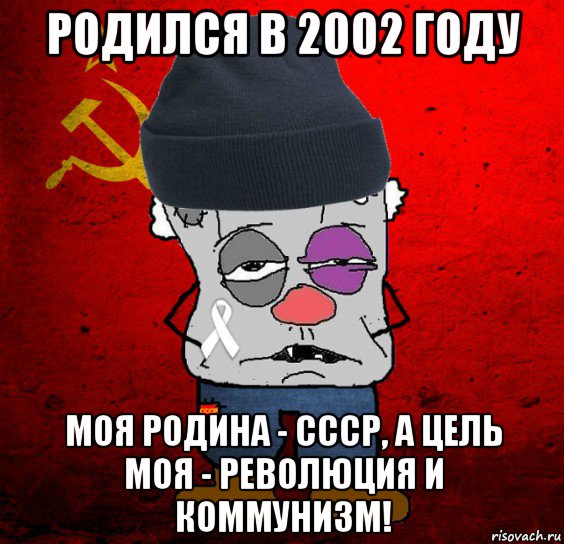 родился в 2002 году моя родина - ссср, а цель моя - революция и коммунизм!