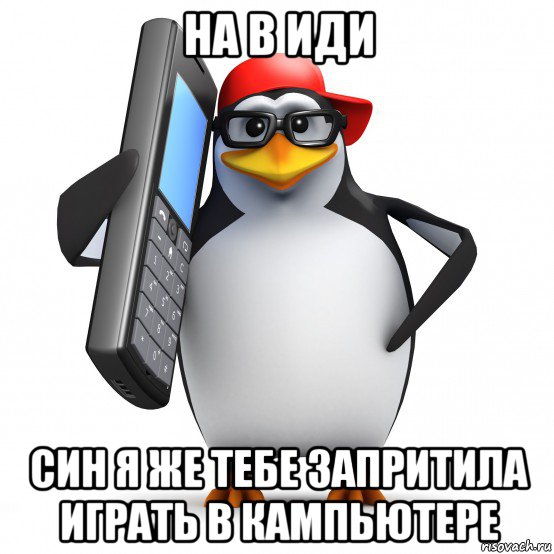 на в иди син я же тебе запритила играть в кампьютере, Мем   Пингвин звонит