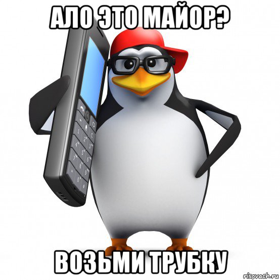 ало это майор? возьми трубку, Мем   Пингвин звонит