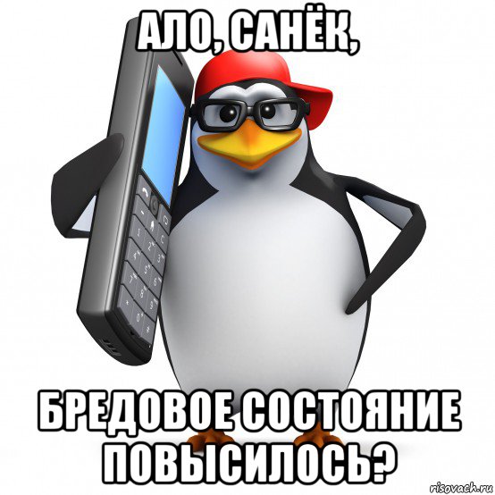 ало, санёк, бредовое состояние повысилось?, Мем   Пингвин звонит