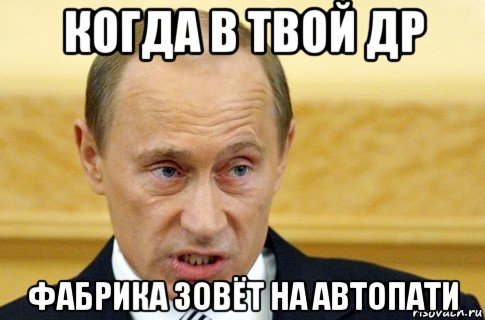 когда в твой др фабрика зовёт на автопати, Мем путин