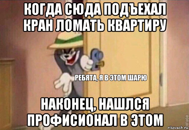 когда сюда подъехал кран ломать квартиру наконец, нашлся профисионал в этом, Мем    Ребята я в этом шарю